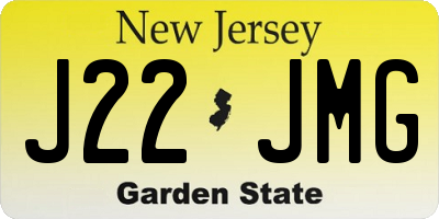 NJ license plate J22JMG