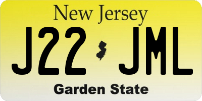 NJ license plate J22JML