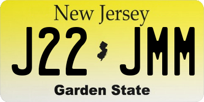 NJ license plate J22JMM