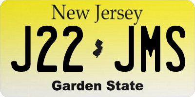 NJ license plate J22JMS