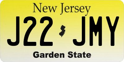 NJ license plate J22JMY