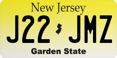 NJ license plate J22JMZ