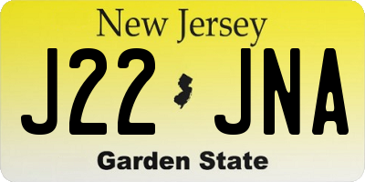 NJ license plate J22JNA