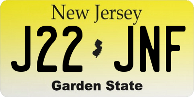 NJ license plate J22JNF