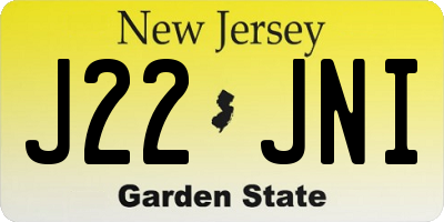 NJ license plate J22JNI