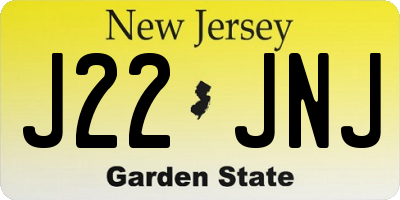 NJ license plate J22JNJ
