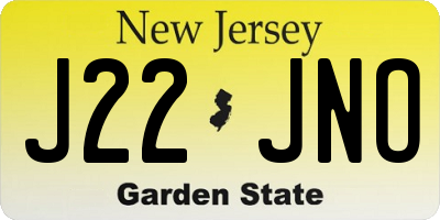 NJ license plate J22JNO
