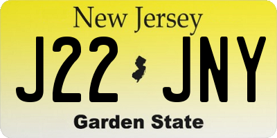NJ license plate J22JNY