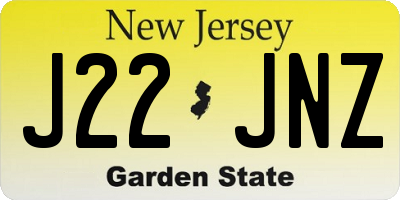 NJ license plate J22JNZ