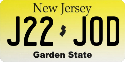 NJ license plate J22JOD