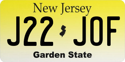 NJ license plate J22JOF