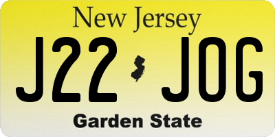 NJ license plate J22JOG