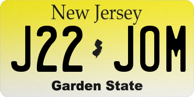 NJ license plate J22JOM
