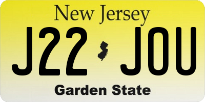 NJ license plate J22JOU