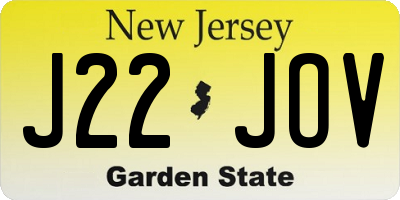 NJ license plate J22JOV