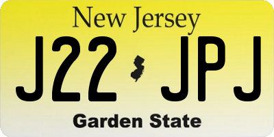 NJ license plate J22JPJ