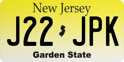 NJ license plate J22JPK