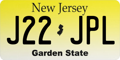 NJ license plate J22JPL