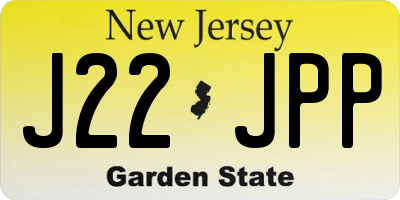 NJ license plate J22JPP