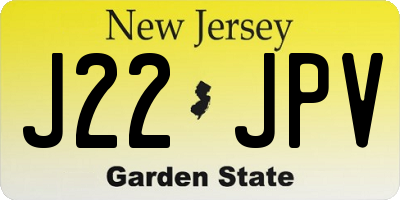 NJ license plate J22JPV