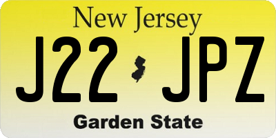 NJ license plate J22JPZ