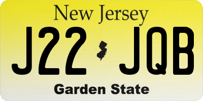 NJ license plate J22JQB