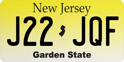 NJ license plate J22JQF