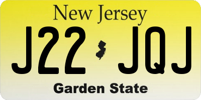 NJ license plate J22JQJ