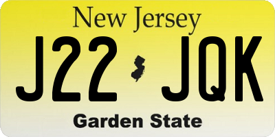 NJ license plate J22JQK