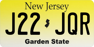 NJ license plate J22JQR