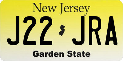 NJ license plate J22JRA