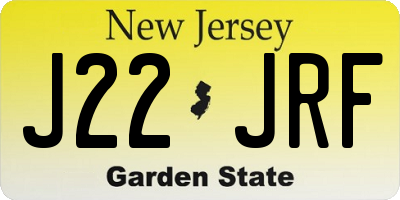 NJ license plate J22JRF