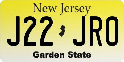 NJ license plate J22JRO