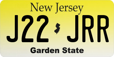 NJ license plate J22JRR