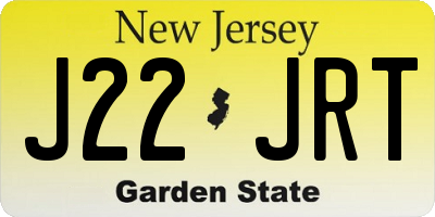 NJ license plate J22JRT