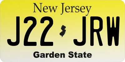 NJ license plate J22JRW