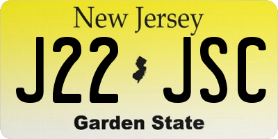 NJ license plate J22JSC