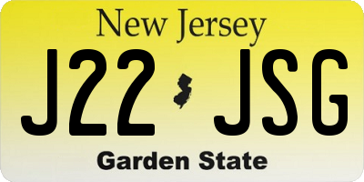 NJ license plate J22JSG