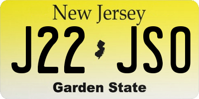 NJ license plate J22JSO