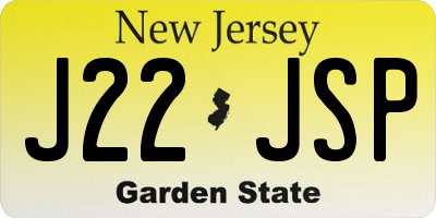 NJ license plate J22JSP