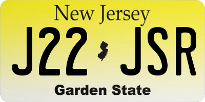 NJ license plate J22JSR