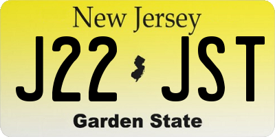 NJ license plate J22JST
