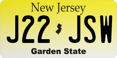 NJ license plate J22JSW