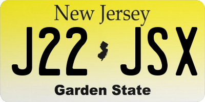 NJ license plate J22JSX