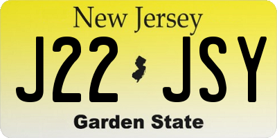 NJ license plate J22JSY