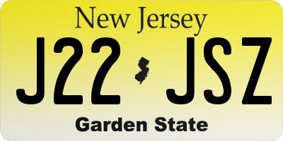 NJ license plate J22JSZ