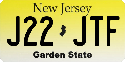 NJ license plate J22JTF