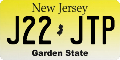 NJ license plate J22JTP