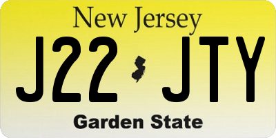 NJ license plate J22JTY