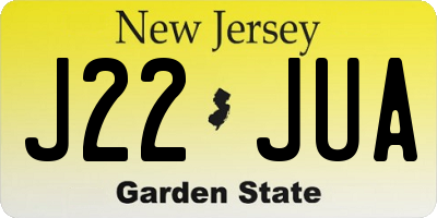 NJ license plate J22JUA